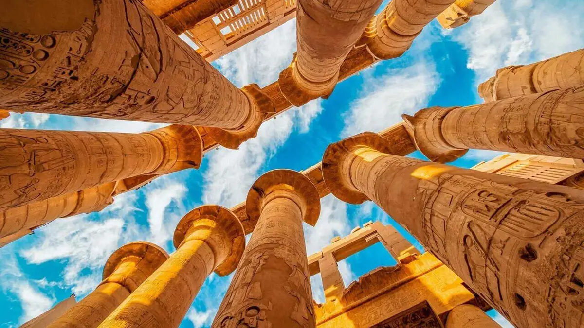 Karnak Temple columns on a Valley of the Kings tour from Hurghada, Egypt