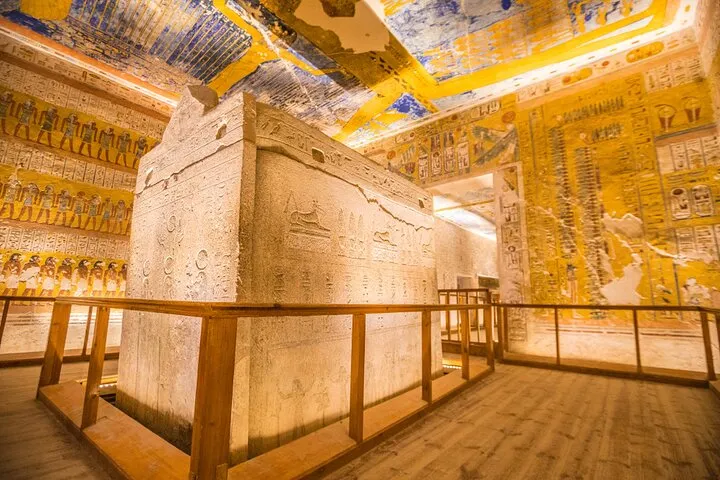 Rock-cut tomb entrances in the Valley of the Kings on a Valley of the Kings tour from Luxor, Egypt